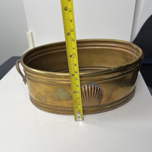 Vintage Midcentury Brass Planters Set of 3 Seashell Handle 5.5" 7" 8" - Picture 2 of 15